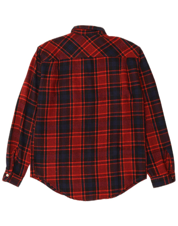 Vintage Mens Flannel Shirt Medium Red Check Cotton