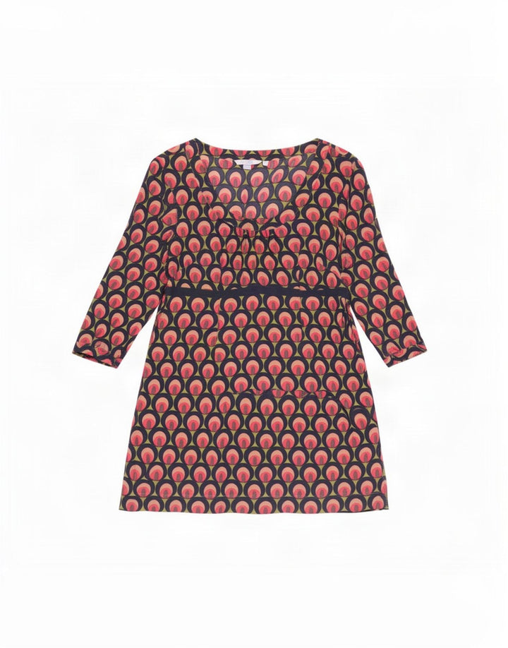 Boden Vestido feminino com padrão abstrato básico Reino Unido 14 grande multicolorido