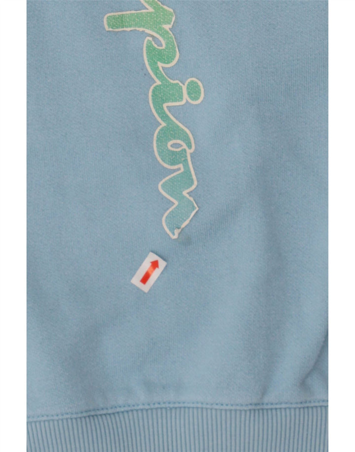 CHAMPION Womens Graphic Hoodie Jumper UK 14 Medium Blue Cotton Vintage Champion and Second-Hand Champion from Messina Hembry 