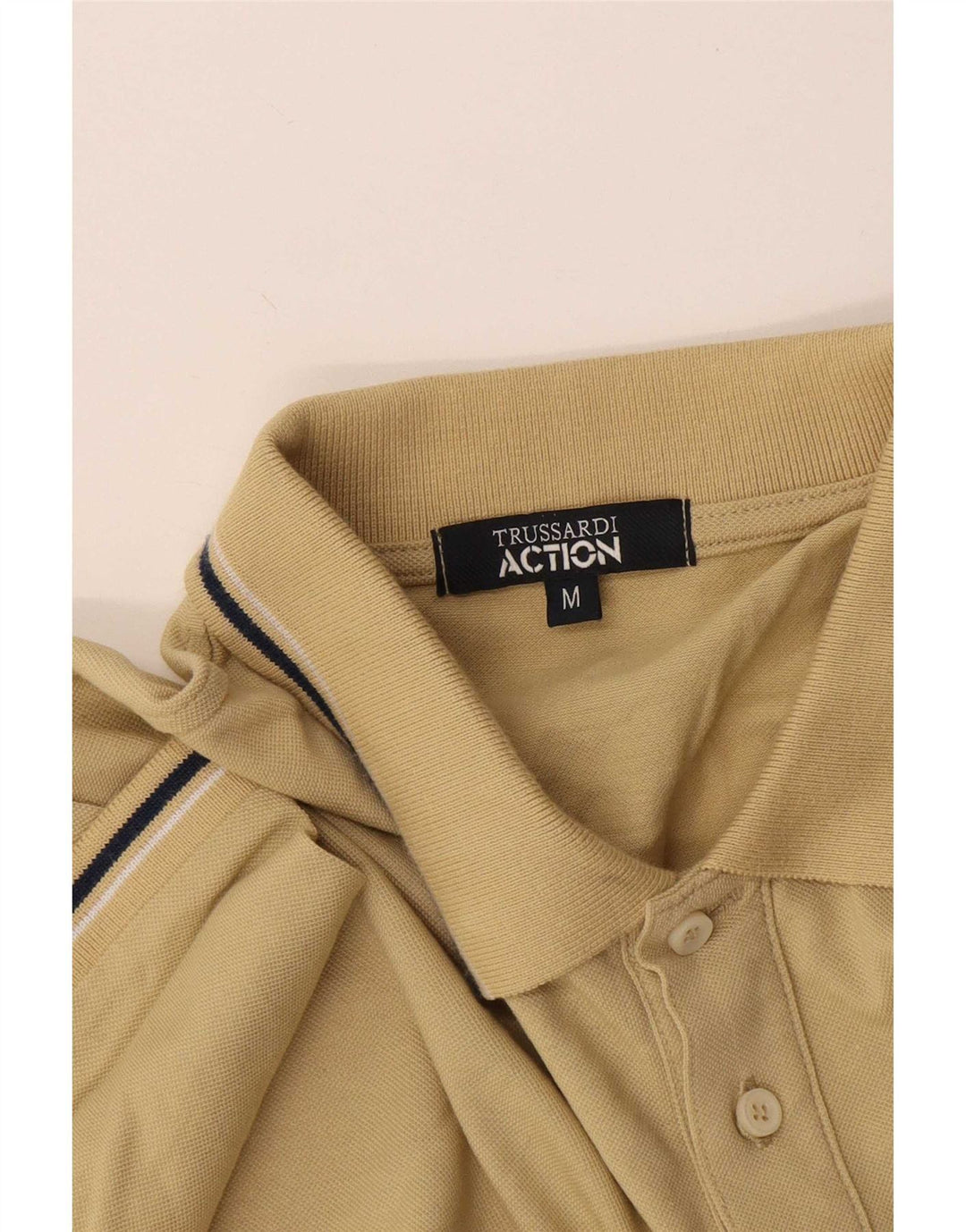 Camisa polo masculina Trussardi listrada bege média