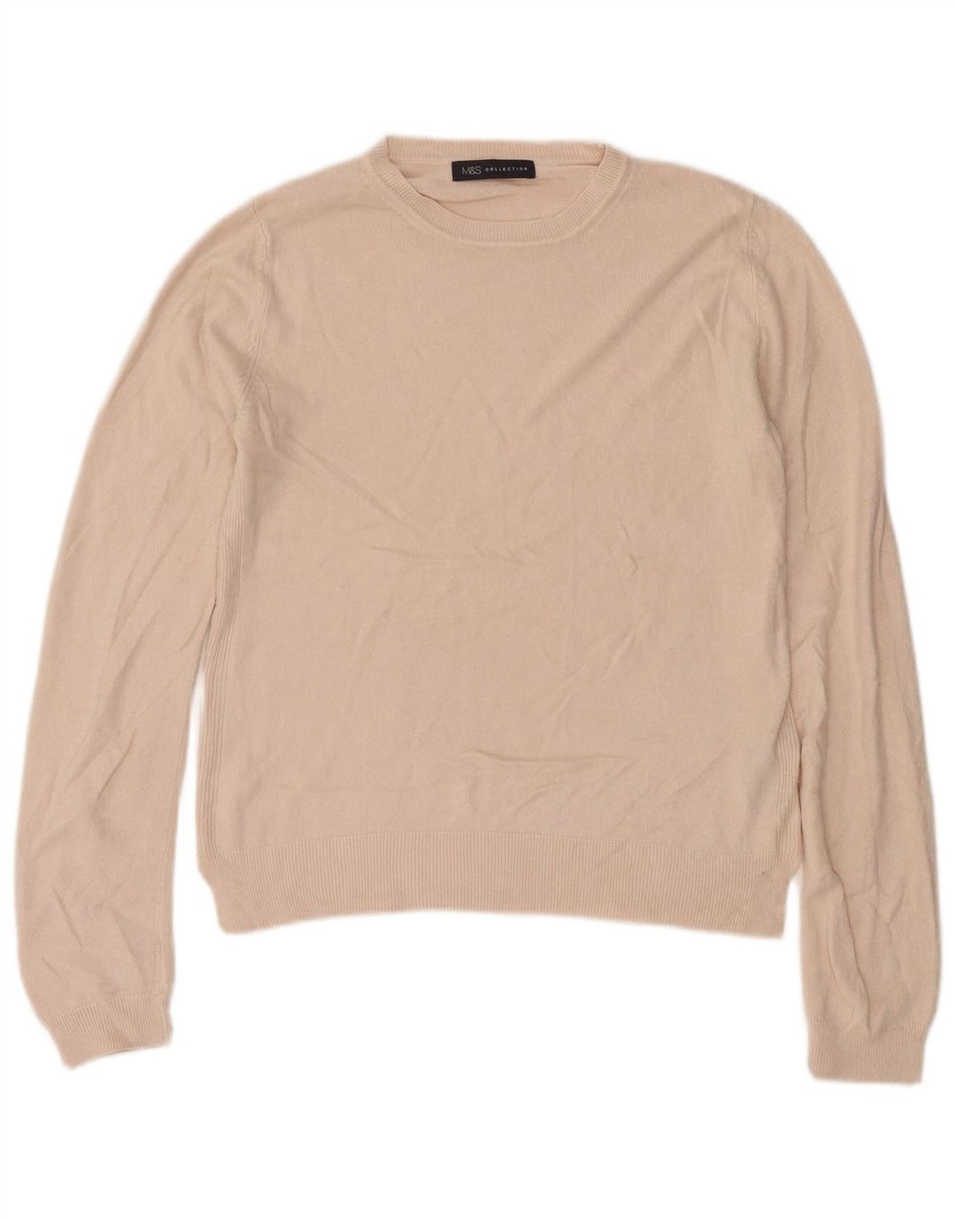 Suéter feminino Marks & Spencer com gola redonda Reino Unido 12 acrílico rosa médio