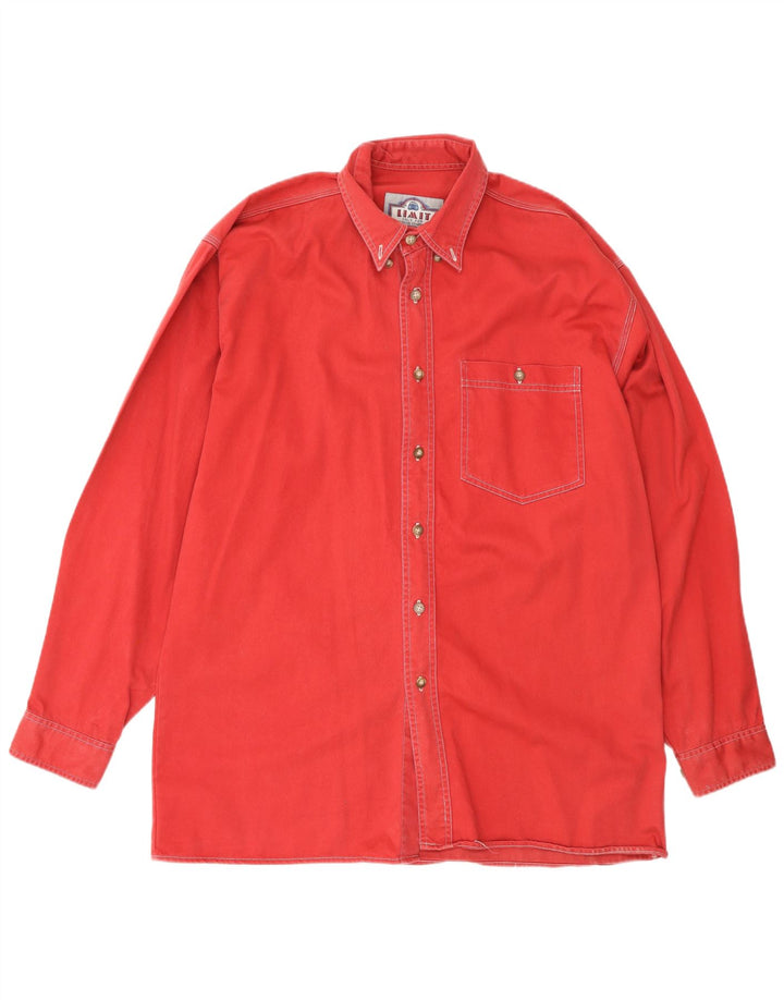 Camisa jeans masculina Limit tamanho 39/40 algodão vermelho médio
