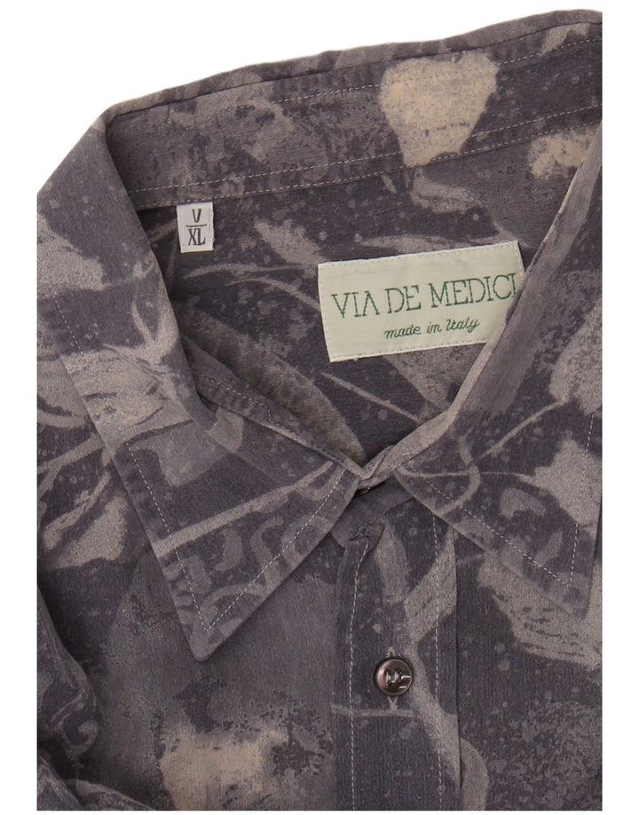 Camisa masculina VINTAGE de manga curta com padrão abstrato XL azul