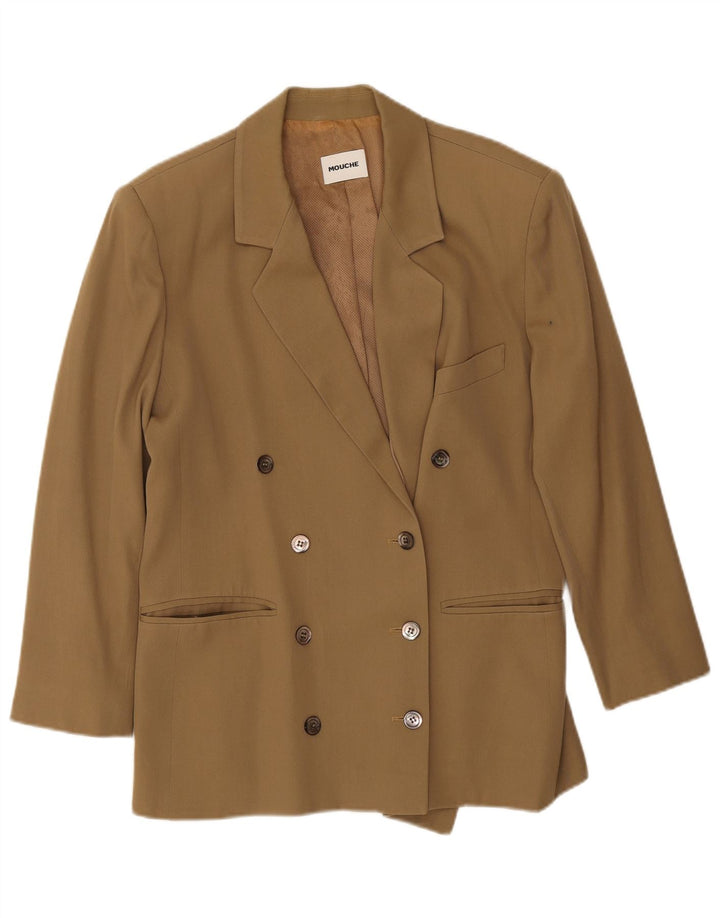 Jaqueta blazer feminina Mouche com peito duplo Reino Unido 18 XL cáqui