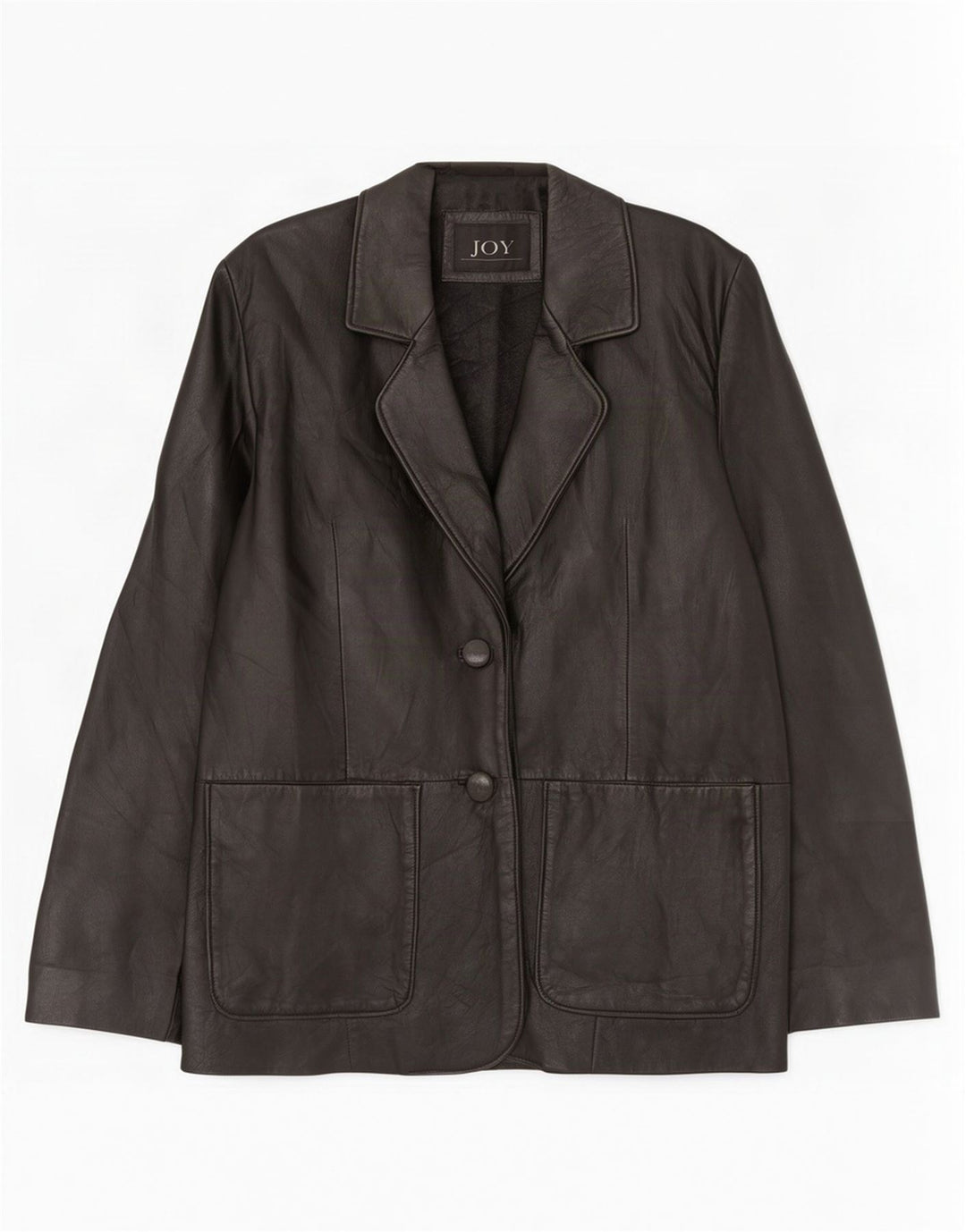 Jaqueta blazer feminina de couro com 2 botões Joy EU 42 grande preta