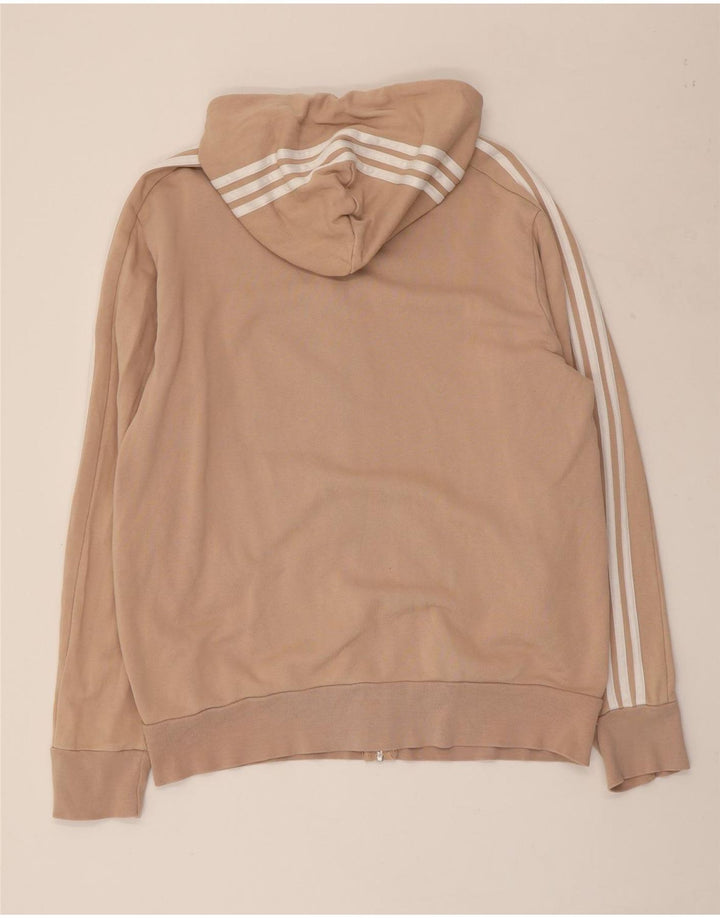 ADIDAS Womens Zip Hoodie Sweater UK 16 Grande Algodão Bege