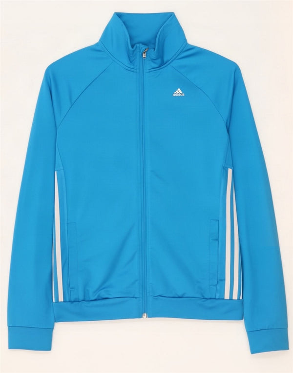 Adidas Womens Climalite Tracksuit Top Jacket UK 8/10 Pequeno Azul Poliéster