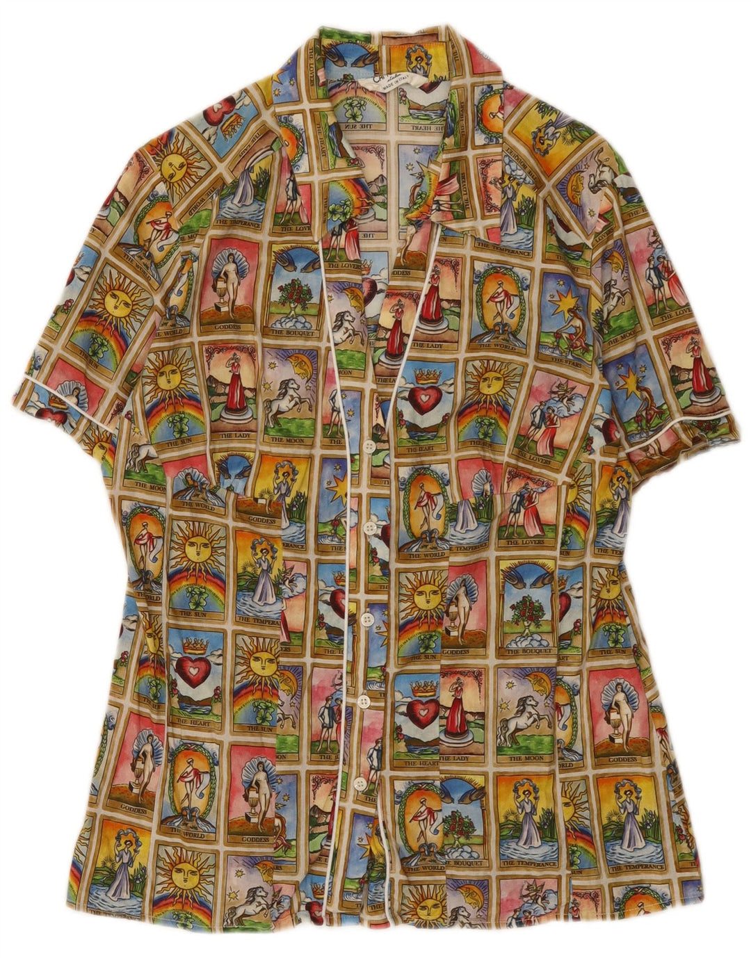 Camisa gráfica feminina Camomilla UK 12 patchwork multicolorido médio