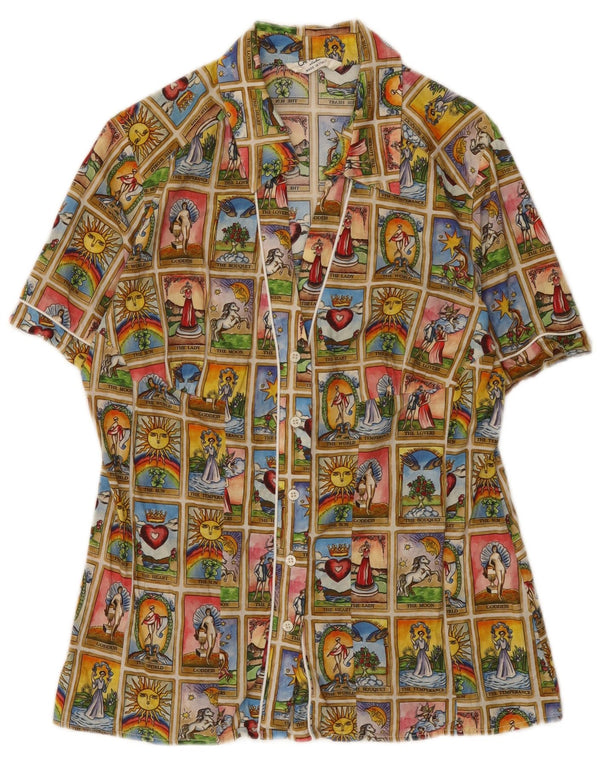 Camisa gráfica feminina Camomilla UK 12 patchwork multicolorido médio