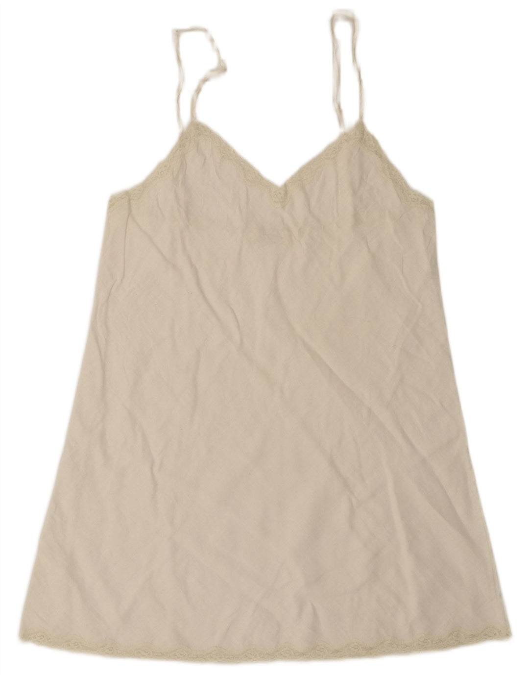 Vestido Mini Slip Feminino Vintage UK 10 Pequeno Branco