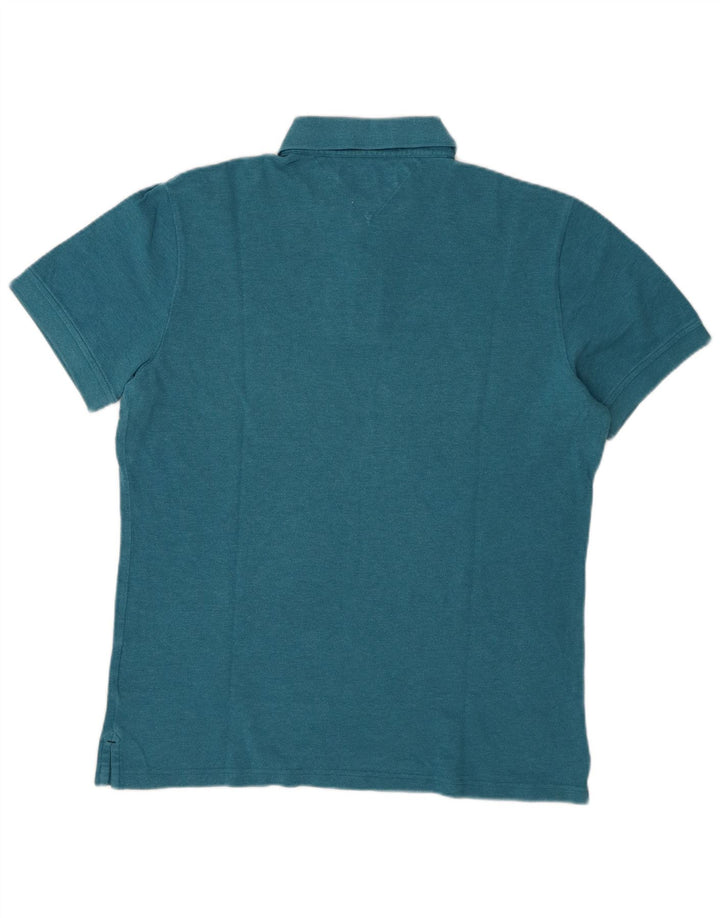 Camisa polo masculina Tommy Hilfiger Custom Fit grande azul