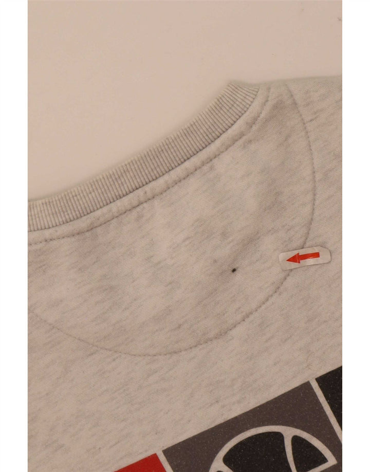 Ellesse moletom masculino gráfico jumper pequeno poliéster manchado cinza