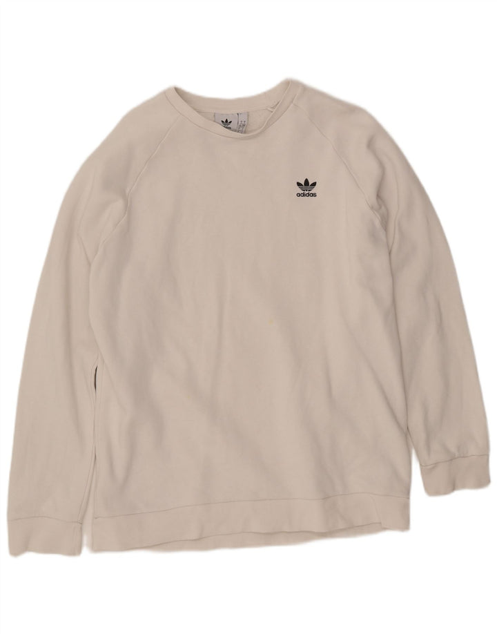 ADIDAS Mens Primegreen Moletom Jumper Grande Algodão Branco