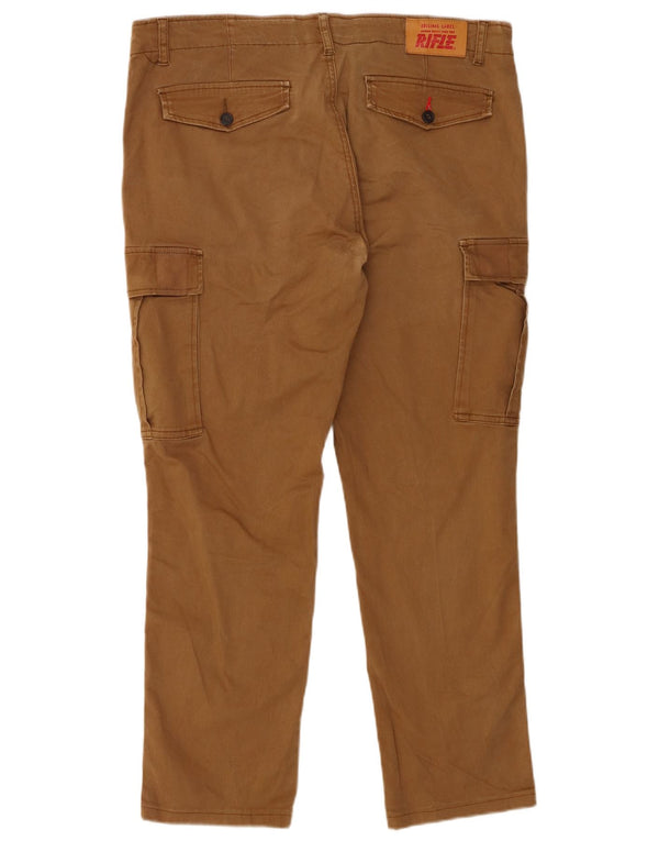 Calça cargo masculina Rifle reta IT 54 2XL W40 L27 algodão bege