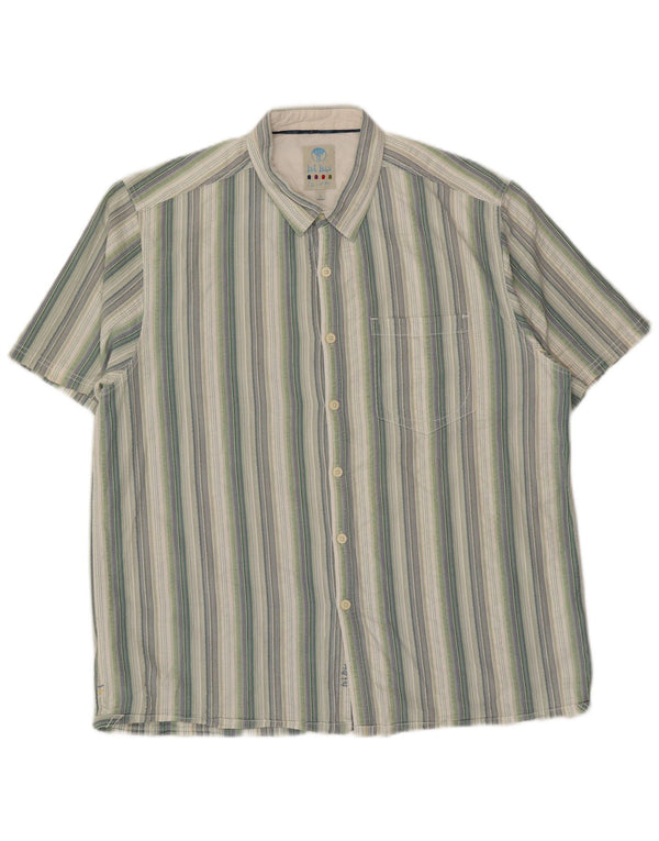 Camisa masculina de manga curta Fat Face XL algodão listrado verde