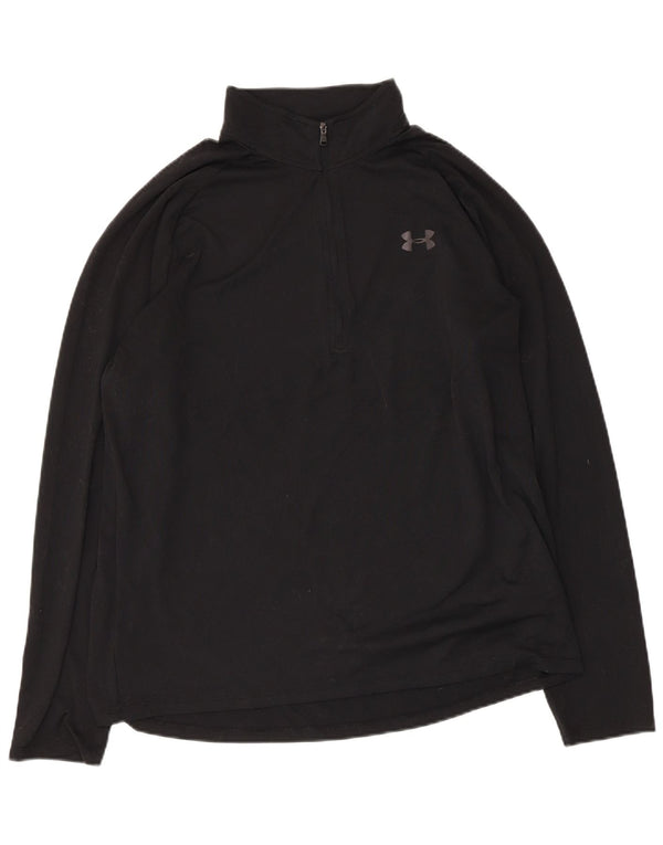 Under Armour Mens Zip Neck Pulôver Treino Top Grande Poliéster Preto