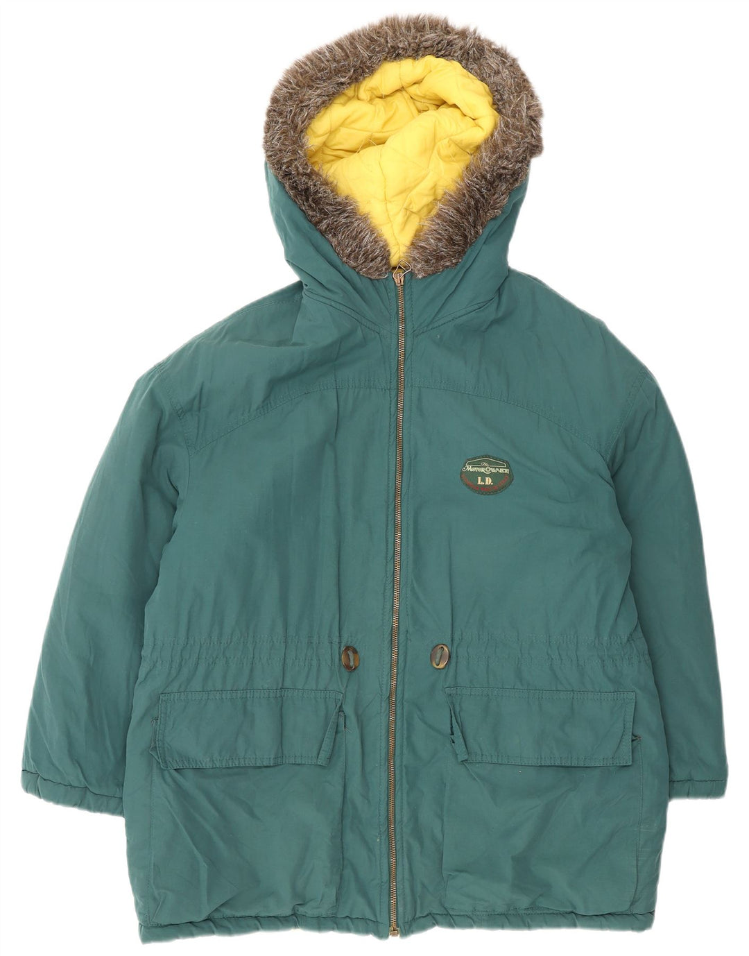 Jaqueta Parka feminina vintage com capuz Reino Unido 16 grande verde