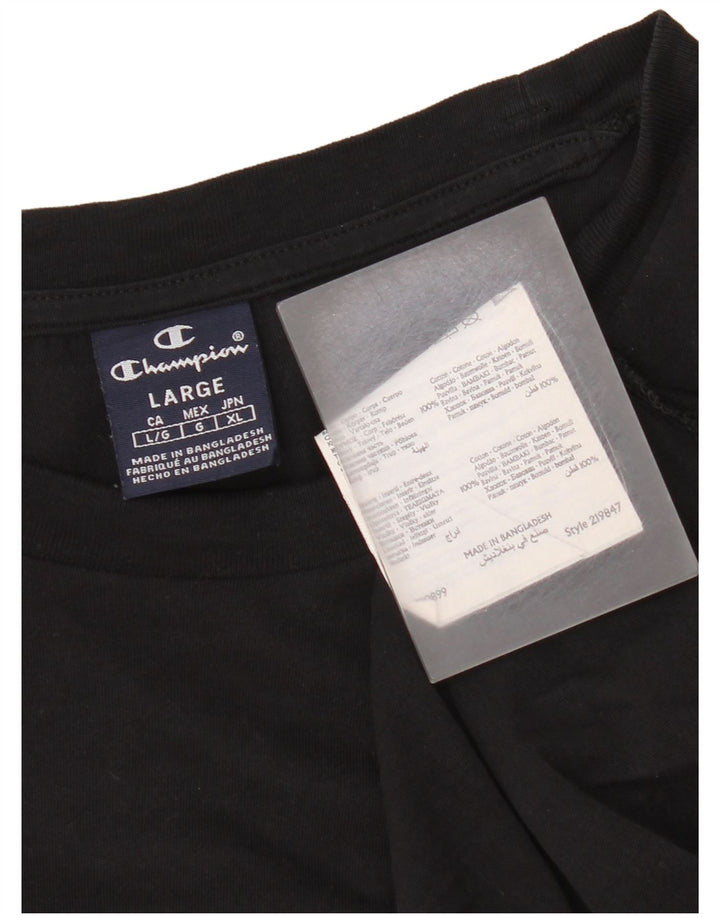Camiseta masculina estampada Champion grande algodão preto