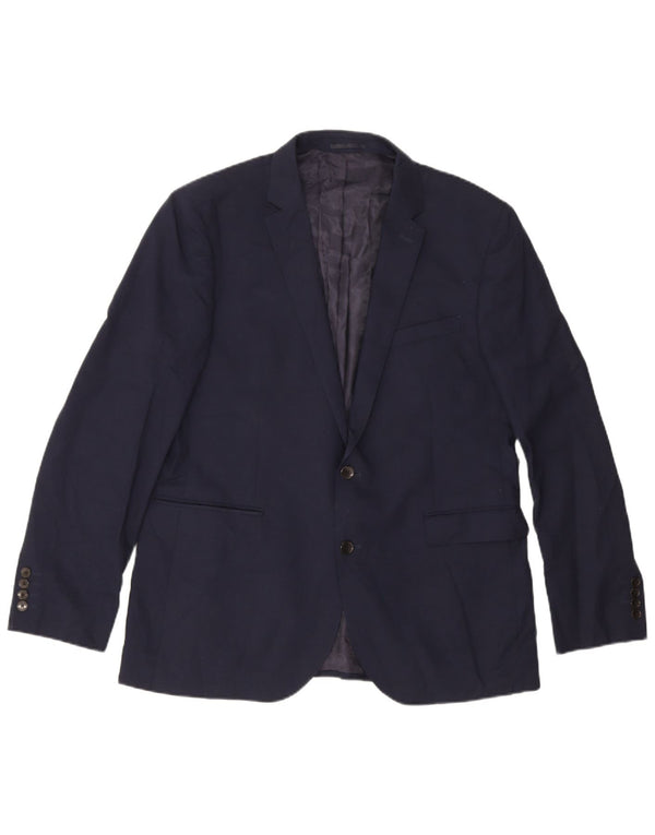 Jaqueta blazer masculina de 2 botões John Lewis Reino Unido 44 2XL lã azul marinho
