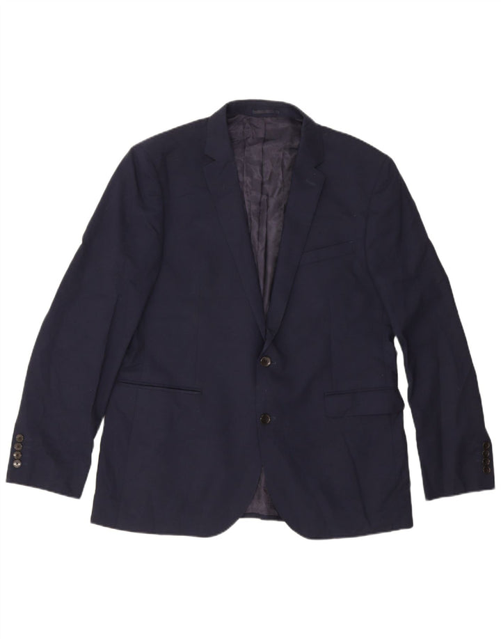Jaqueta blazer masculina de 2 botões John Lewis Reino Unido 44 2XL lã azul marinho