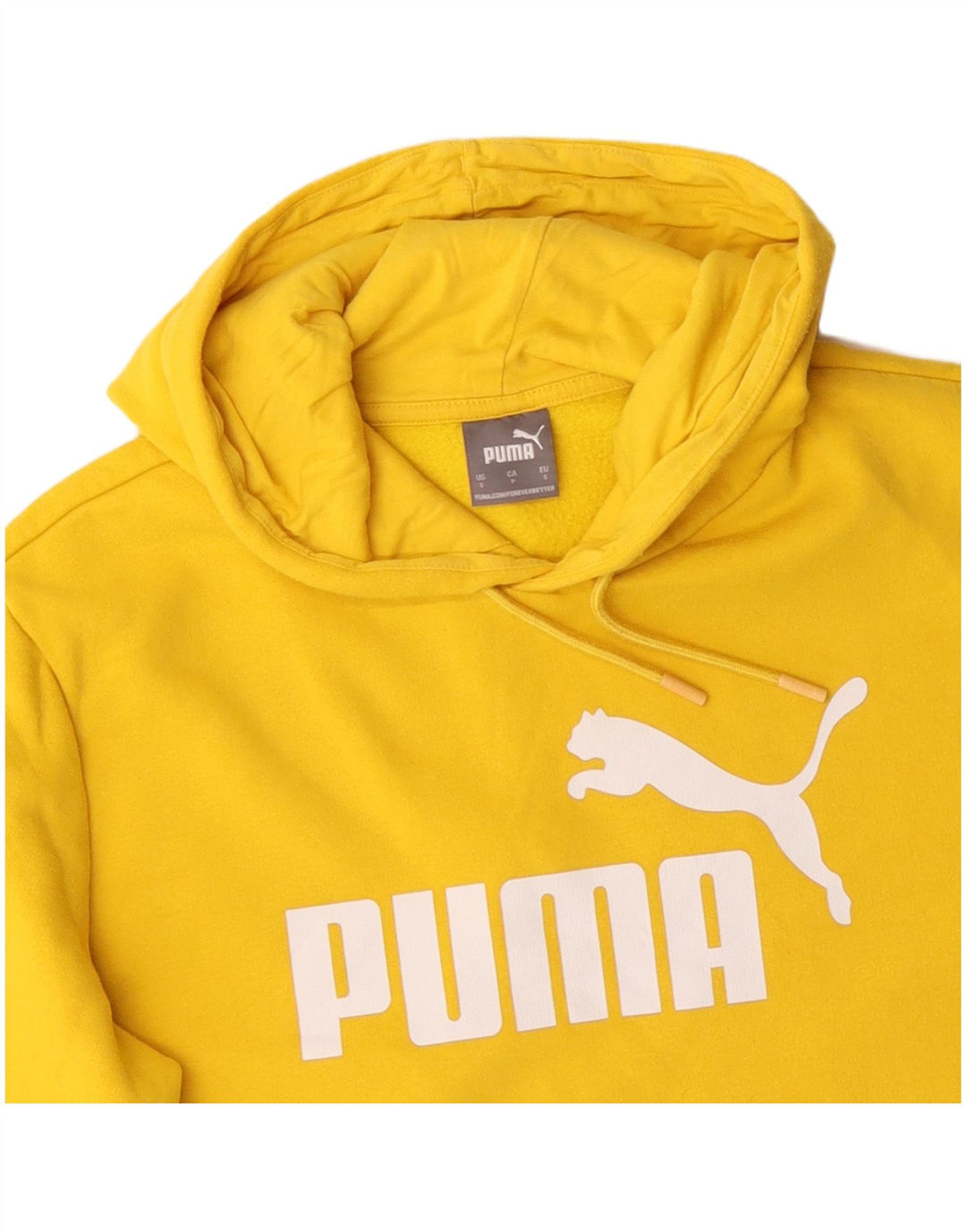 PUMA Mens Graphic Hoodie Jumper Pequeno Algodão Amarelo