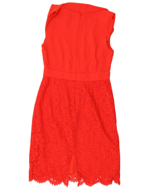 Vestido feminino Oasis sem mangas com bainha UK 10 pequeno poliéster floral vermelho