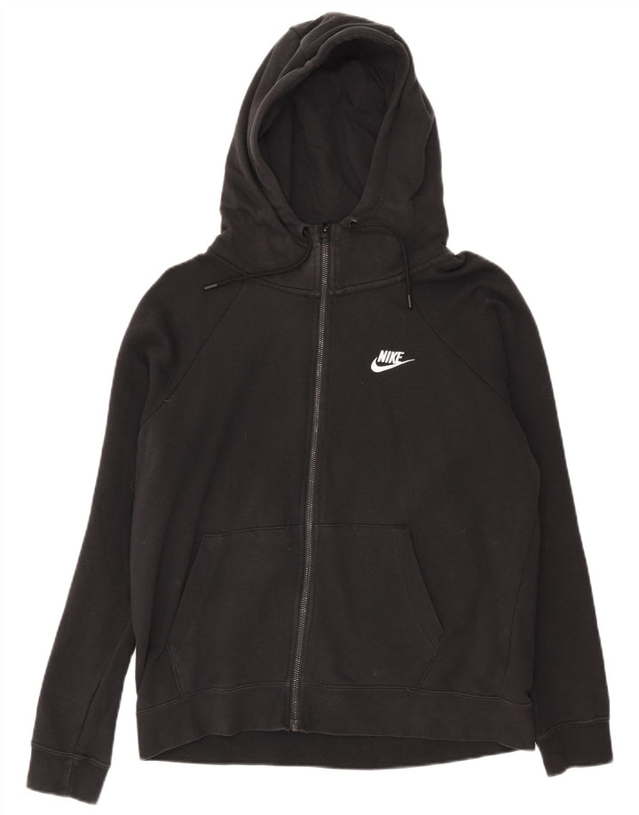 Suéter masculino Nike com capuz e zíper médio preto algodão