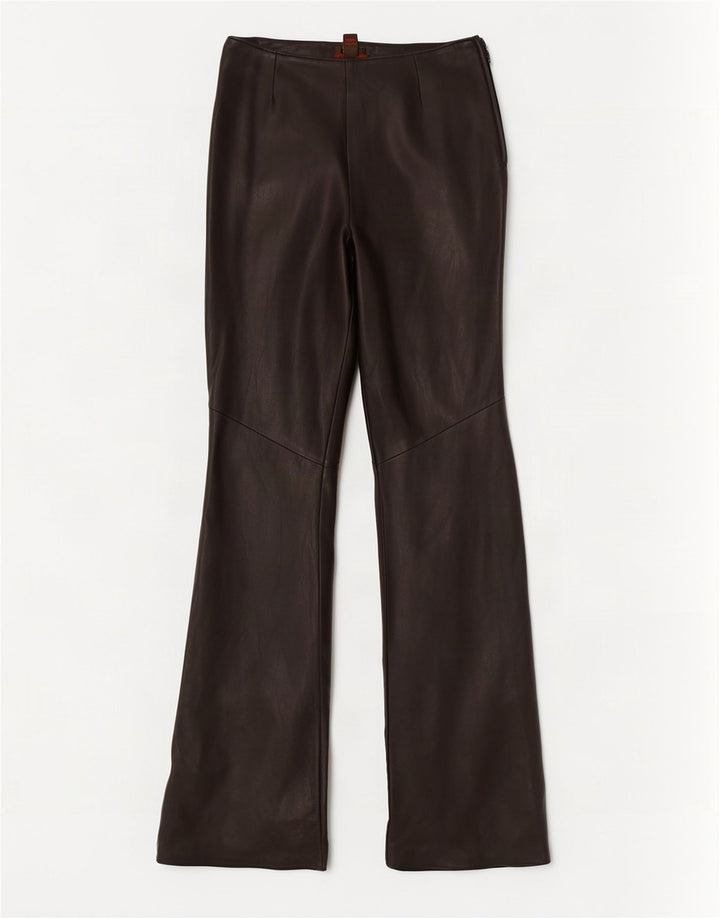 Calça feminina Danier Flare de couro tamanho 8 W24 L31 preta