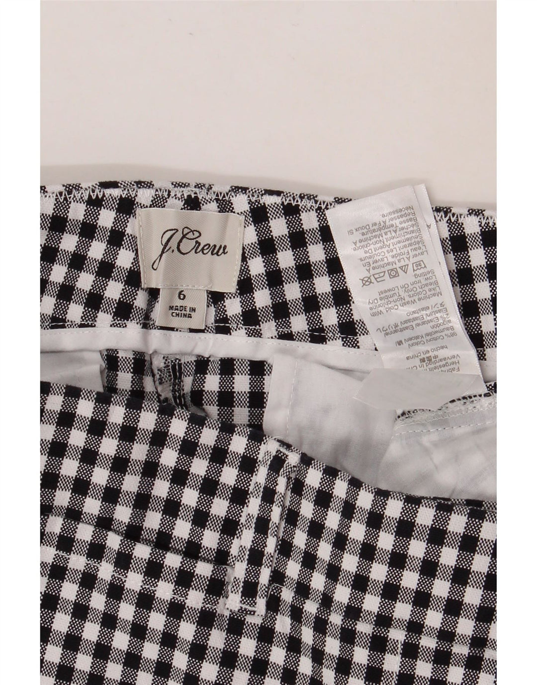 J. CREW Shorts Chino feminino US 6 médio W30 algodão guingão preto