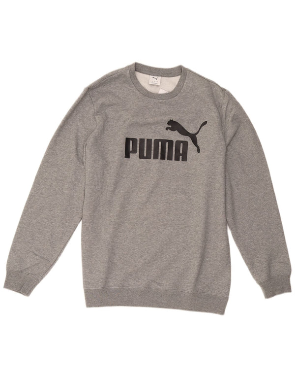 Puma Mens Graphic Moletom Jumper Grande Algodão Cinza