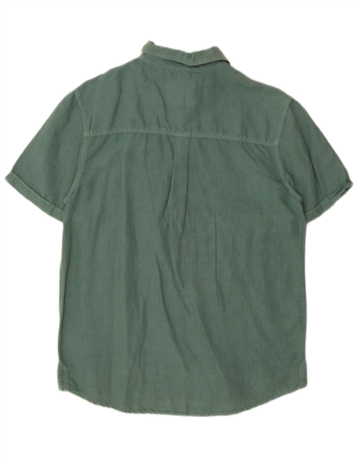 Camisa masculina de manga curta Weird Fish linho verde médio