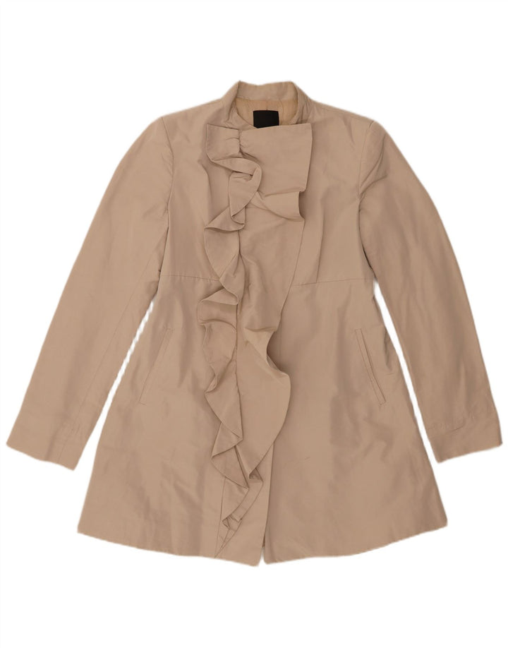Jaqueta Blazer Longline Feminina Pinko Reino Unido 14 Grande Poliéster Bege