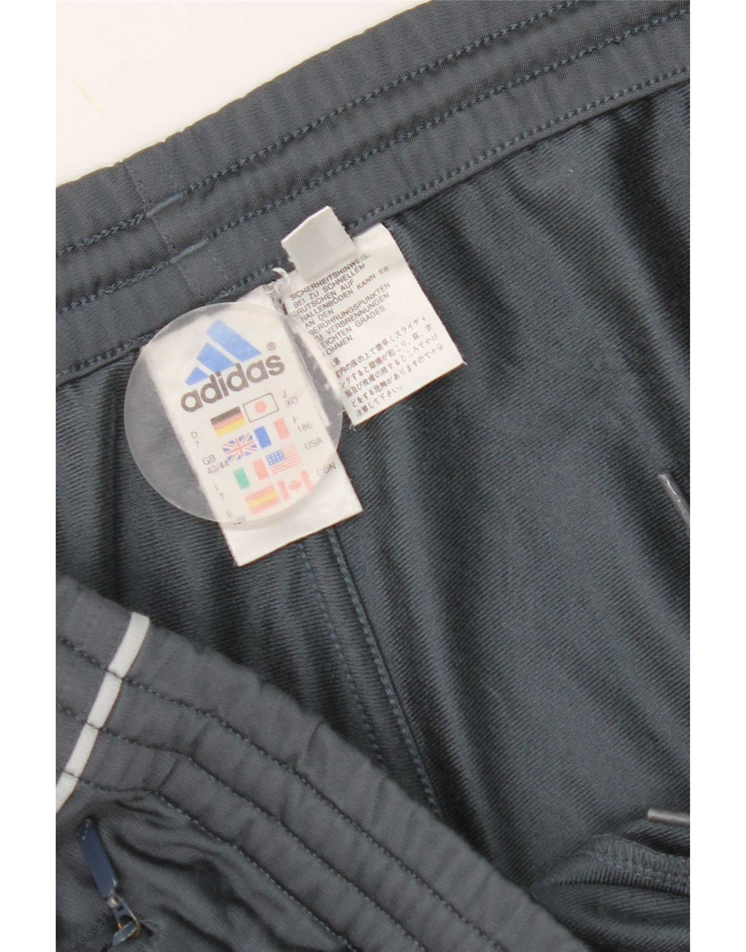 Calças de treino masculinas Adidas UK 42/44 poliéster cinza grande