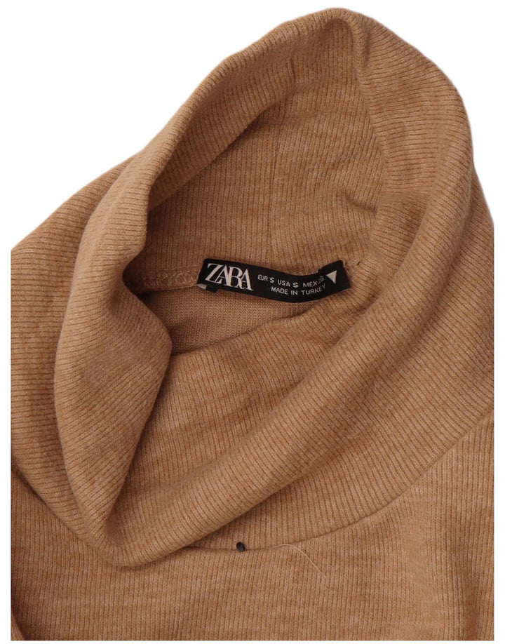 Colete feminino Zara UK 8 pequeno algodão bege