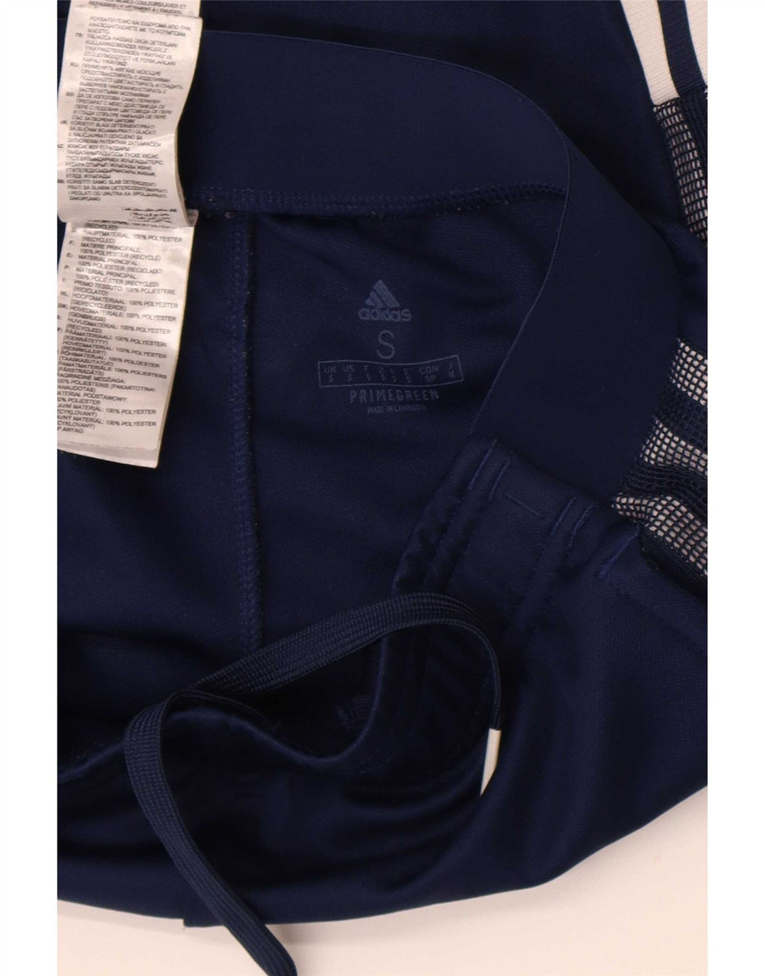 Calça de treino feminina Adidas UK 10 pequena azul marinho poliéster
