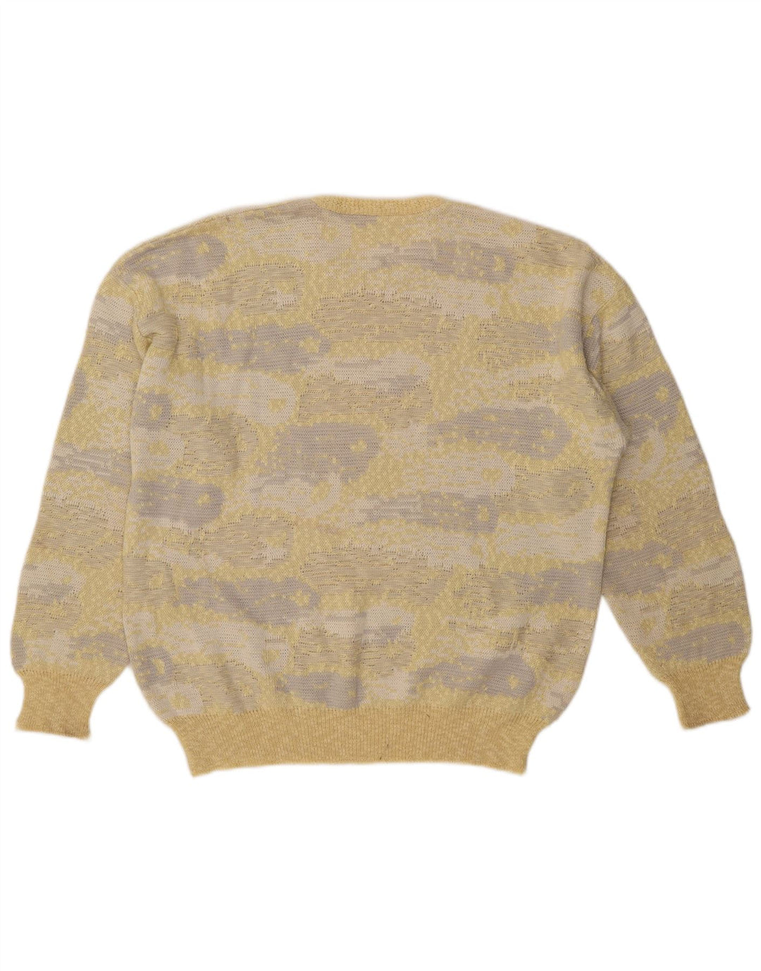 Suéter masculino vintage com padrão abstrato com gola redonda IT 54 XL amarelo
