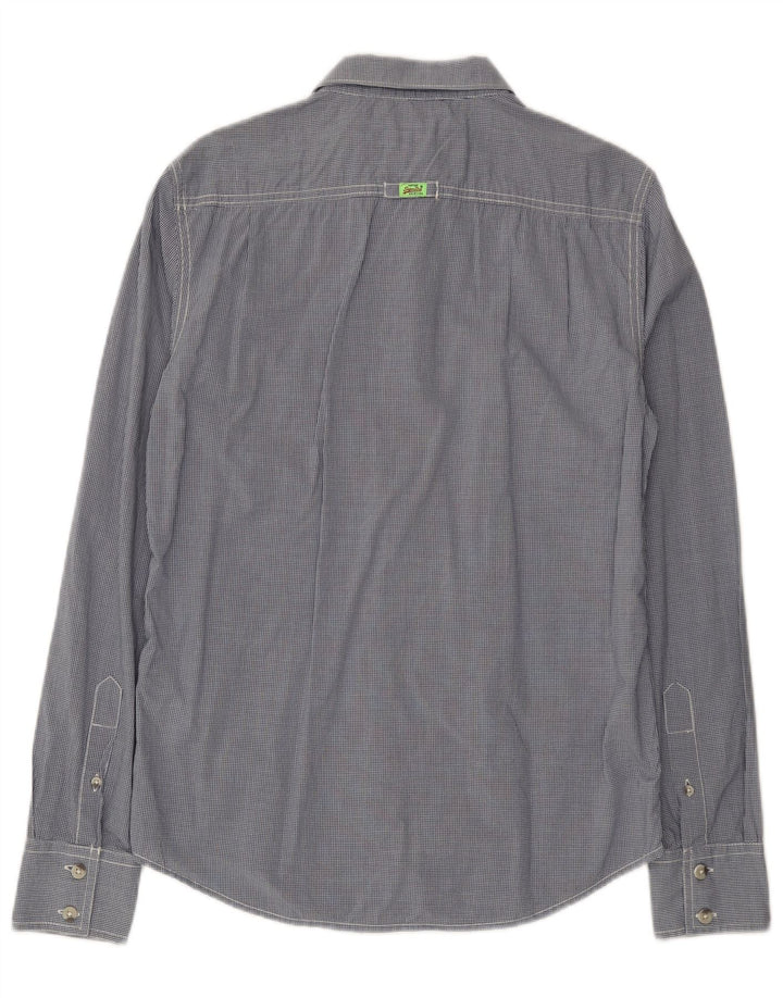 Camisa masculina Superdry algodão xadrez azul médio