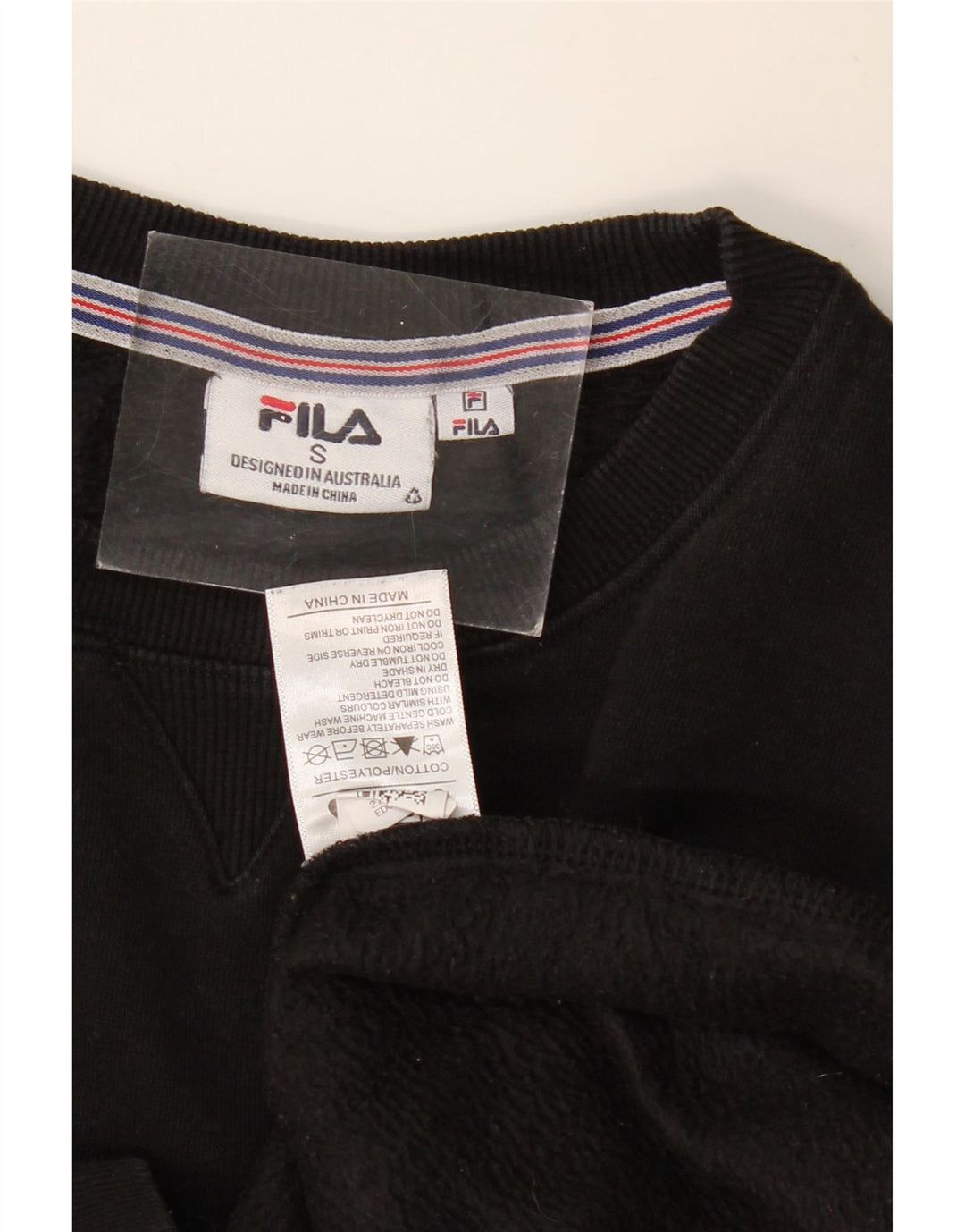FILA moletom feminino oversized jumper UK 10 pequeno algodão preto