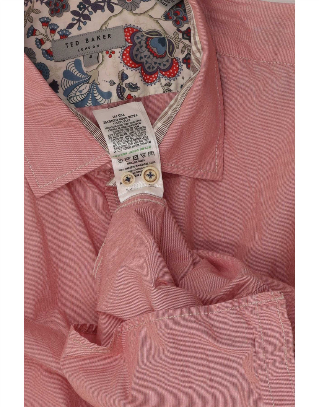 Camisa masculina Ted Baker tamanho 4 grande algodão rosa