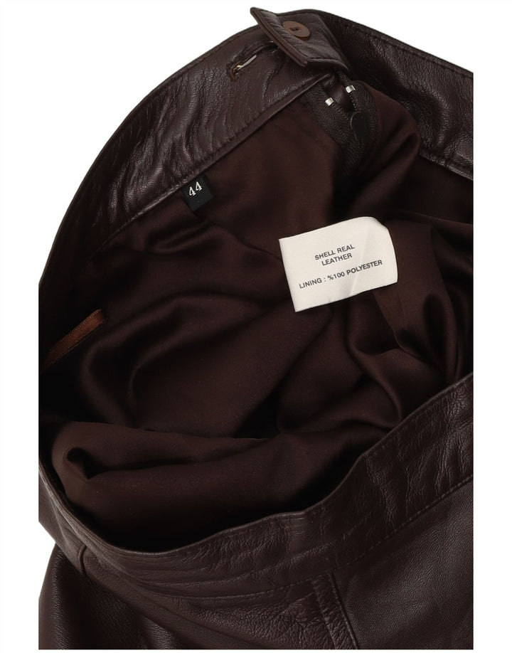 Saia feminina de couro VINTAGE IT 44 médio W28 couro marrom