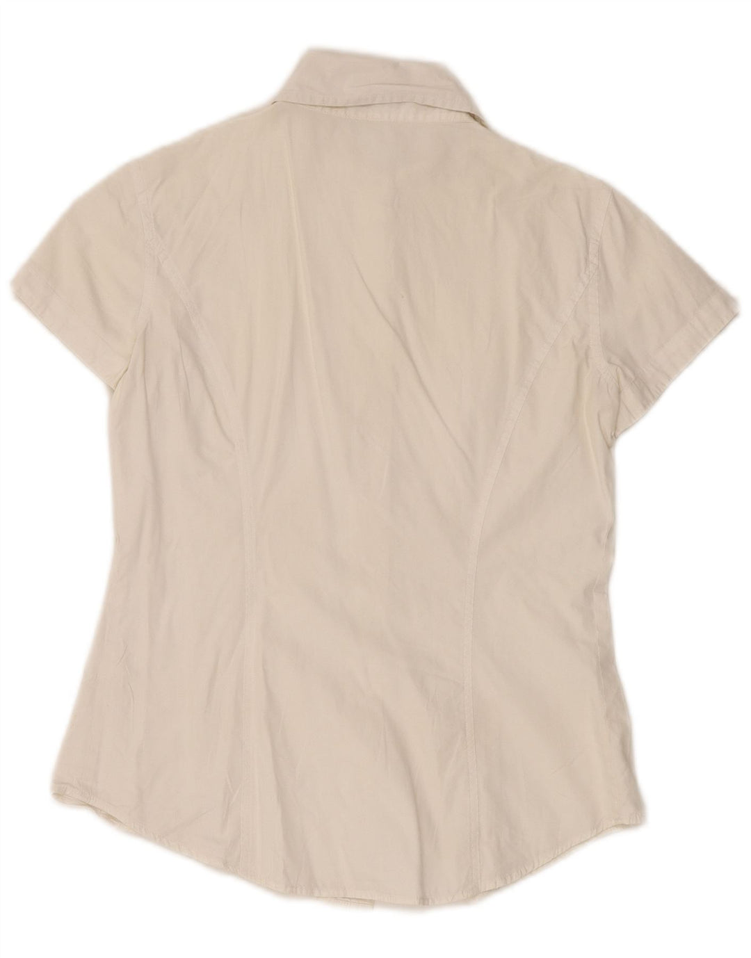 Camisa feminina de manga curta Benetton UK 10 pequena branca