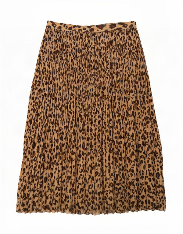 Saia feminina Marks & Spencer A-Line Reino Unido 12 Médio W30 Bege Animal Print