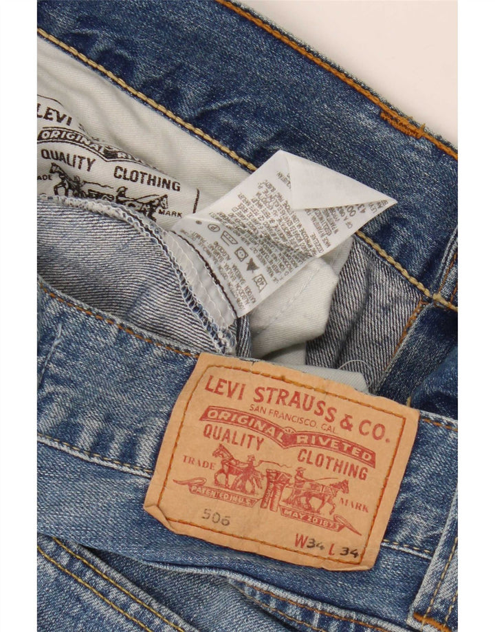 Levi's Masculino 506 Straight Jeans W34 L29 Azul Algodão