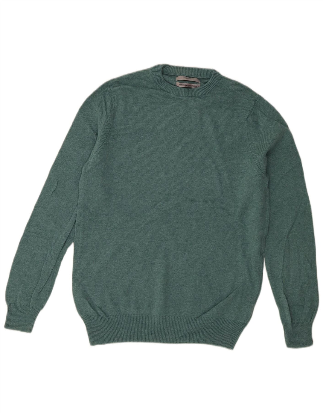 Suéter masculino Marks & Spencer com gola redonda, lã de cordeiro verde médio
