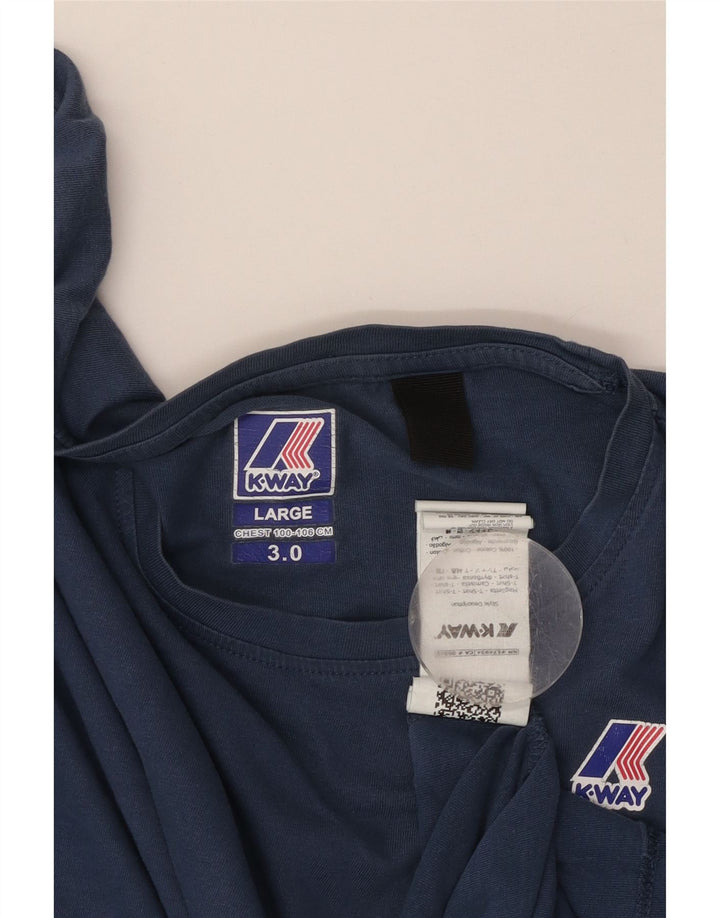 Camiseta masculina K-WAY top grande algodão azul