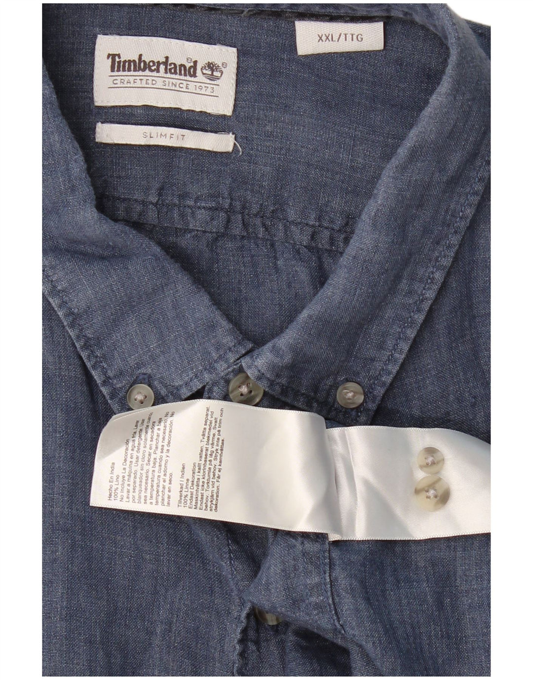 Camisa masculina Slim Fit TIMBERLAND 2XL linho azul marinho