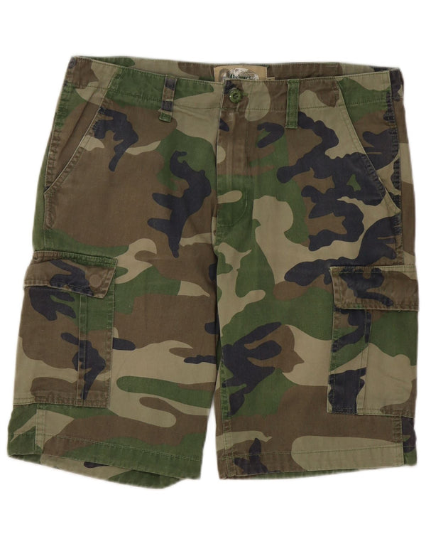 Shorts cargo masculino vintage IT 48 médio W34 algodão camuflado verde