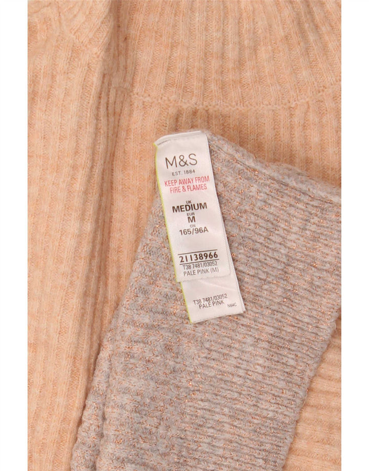 Suéter feminino Marks & Spencer com gola tartaruga Reino Unido 14 rosa médio
