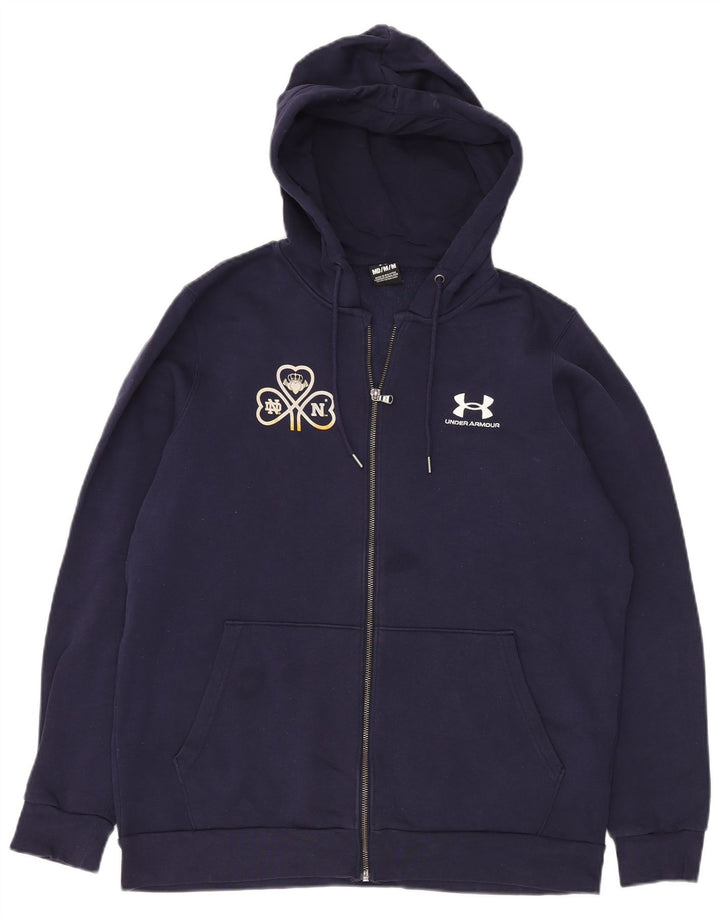 Suéter masculino Under Armour Graphic Zip com capuz médio algodão azul marinho