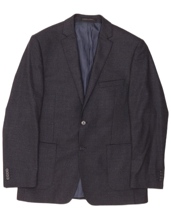 Jaqueta blazer masculina de 2 botões Daniel Hechter Reino Unido 38 lã cinza médio